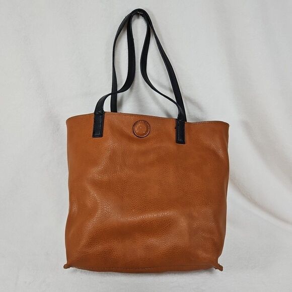 Reversible Handbag/Tote Bag with Tassel-Black/Brown Vegan Leather, Unbranded - Picture 5 of 11